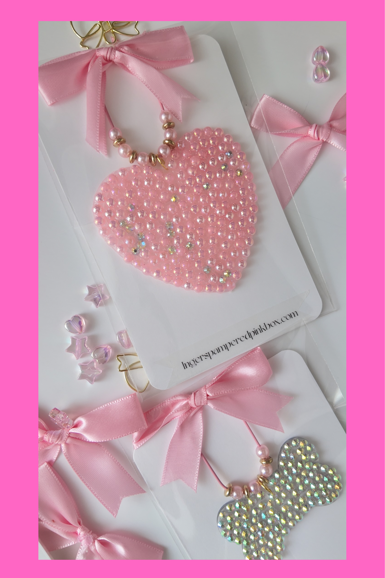 HEART PEARL AND CRYSTAL HANDMADE JUMBO PAPER CLIP