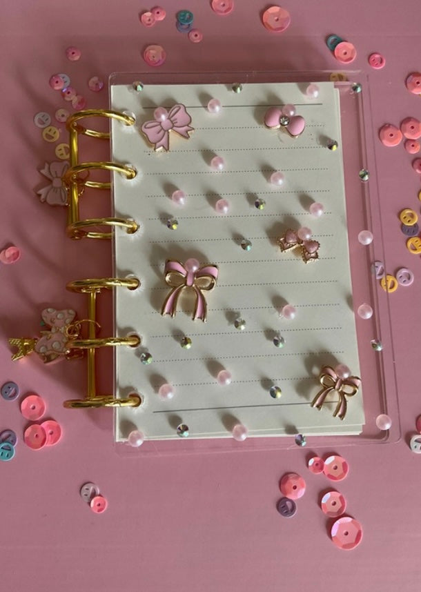 ACRYLIC BOWS & PEARLS HANDMADE A7 SMALL BINDER