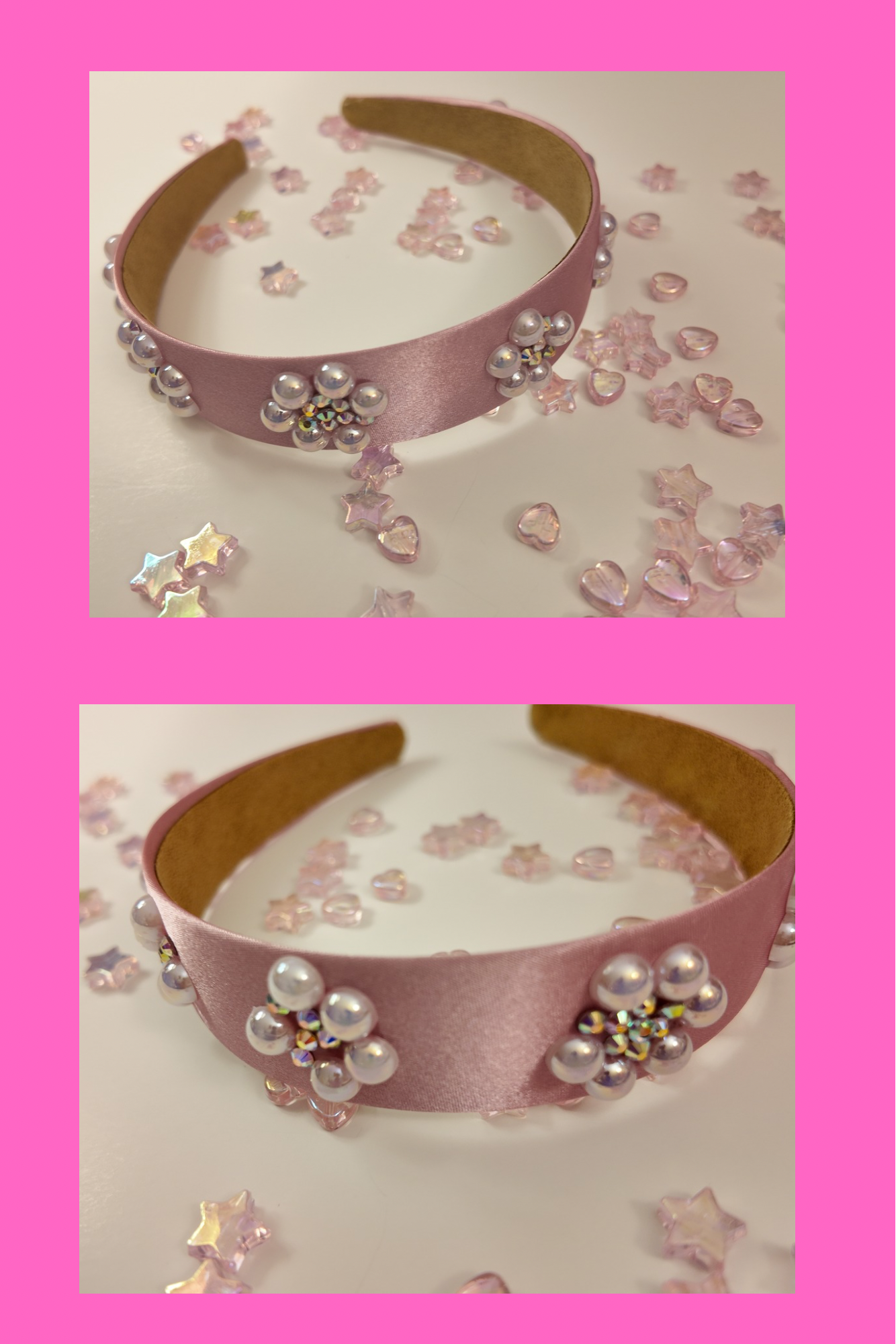 PINK PEARL AND CRYSTAL HANDMADE HEADBAND