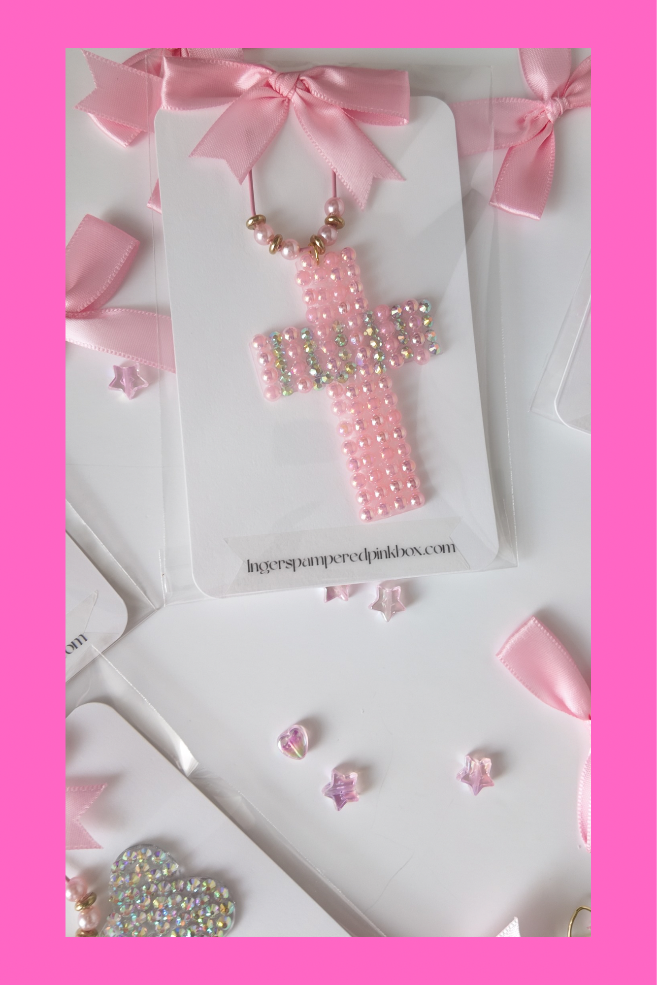 JUMBO CROSS HANDMADE PEARL AND CRYSTAL PAPER CLIP