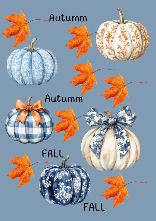 AUTUMM FALL PUMPKIN GREETING CARDS (5x7)(6PACK)INCLUDES ENVELOPES (cards blank inside)