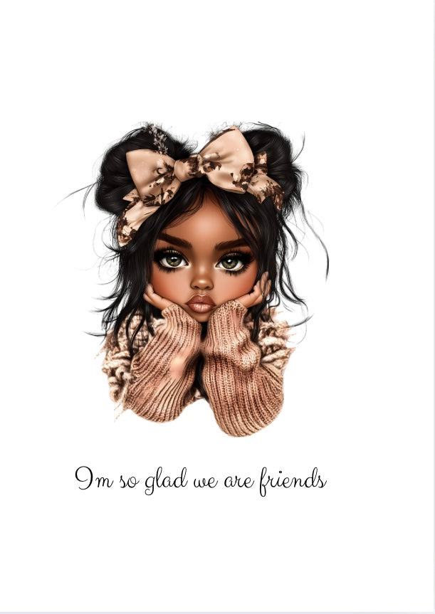 I’M  GLAD WE ARE FRIENDS( 5x7  Greeting cards (pack of 6)(ENVELOPES ARE INCLUDED)